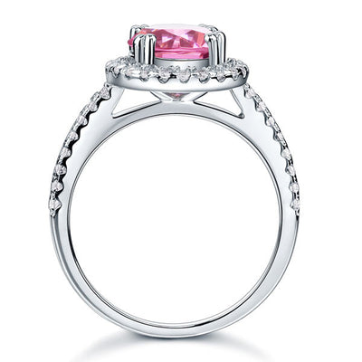 925 Sterling Silver Wedding Engagement Halo Ring 2 Carat Fancy Pink Created Diamond XFR8201