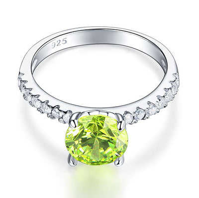 925 Sterling Silver Bridal Wedding Promise Engagement Ring 2 Carat Green Jewelry XFR8214