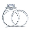 925 Sterling Silver Wedding Halo Ring Set 2 Carat Created Diamond XFR8218