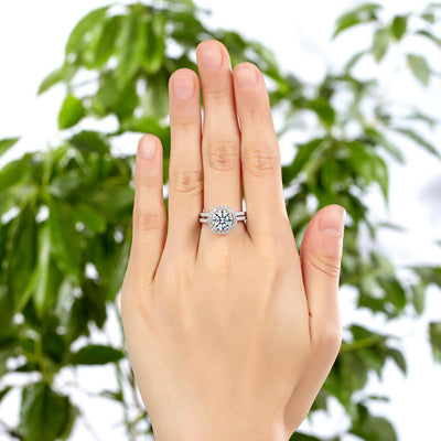 925 Sterling Silver Wedding Halo Ring Set 2 Carat Created Diamond XFR8218