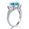 925 Sterling Silver 3-Stone Bridal Ring 2 Carat Created Blue Diamond Vintage Style Jewelry XFR8226