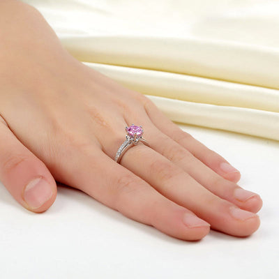 6 Claws 925 Sterling Silver Wedding Promise Anniversary Ring 1.25 Ct Fancy Pink Created Diamond Jewelry XFR8256