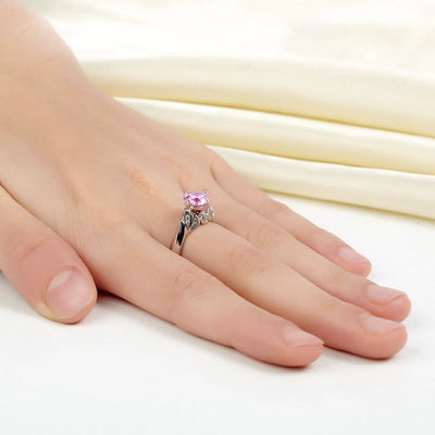 Flower 925 Sterling Silver Wedding Promise Anniversary Ring 1.25 Ct Fancy Pink Created Diamond Jewelry XFR8258