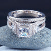 Princess Cut 925 Sterling Silver Wedding Engagement Ring Set Anniversary XFR8271