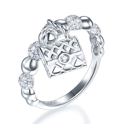 Solid 925 Sterling Silver Band Ring Dangle Purse 2017 New Style Design - diamondiiz.com