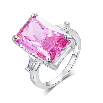 8.5 Carat Pink Created Diamante Stone Solid 925 Sterling Silver Ring Party Luxury Jewelry XFR8307