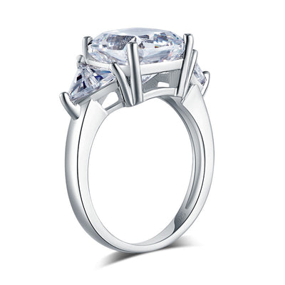 Cushion Cut 4 Carat Solid 925 Sterling Silver Ring Party Luxury Jewelry Created Diamante XFR8310