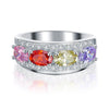 Wedding Band Multi-Color Stone Anniversary Solid 925 Sterling Silver Ring Jewelry XFR8320