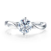 1 Carat Moissanite Diamond Swirl Solitaire Engagement 925 Sterling Silver Ring MFR8337