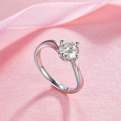 1 Carat Moissanite Diamond Swirl Solitaire Engagement 925 Sterling Silver Ring MFR8337