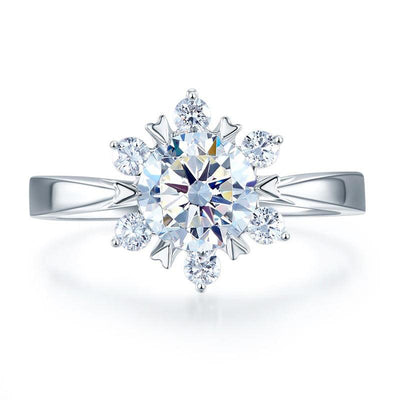 1 Carat Moissanite Diamond Flower Engagement 925 Sterling Silver Ring MFR8338