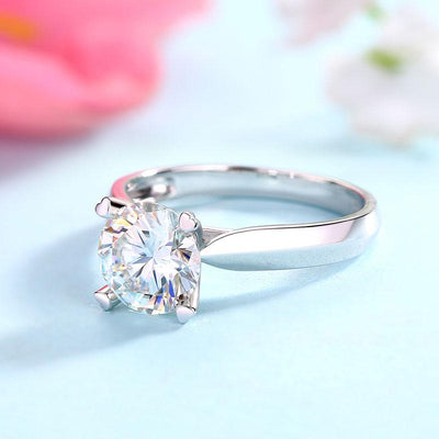 1.5 Carat Moissanite Diamond Ring Heart Shape Prong 925 Sterling Silver MFR8358