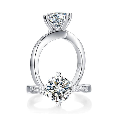 1.5 Carat Moissanite Diamond Ring Heart Shape Prong 925 Sterling Silver MFR8359