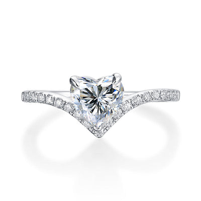 Heart 1 Carat Moissanite Diamond Ring Engagement 925 Sterling Silver MFR8369